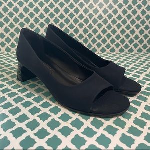 Navy Open toe heel